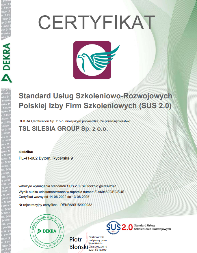 Read more about the article Certyfikat Standardu Usług Szkoleniowo-Rozwojowych