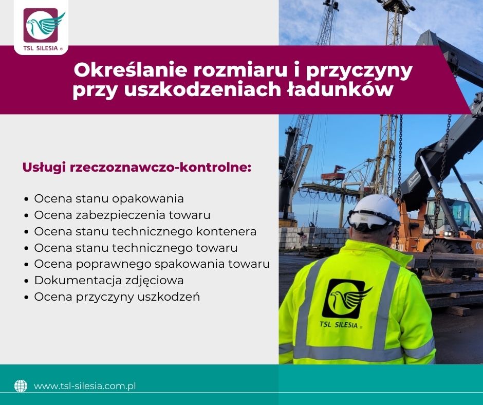 Slajd z prezentacji o tytule określanie rozmiaru i przyczyny przy uszkodzeniach ładunków