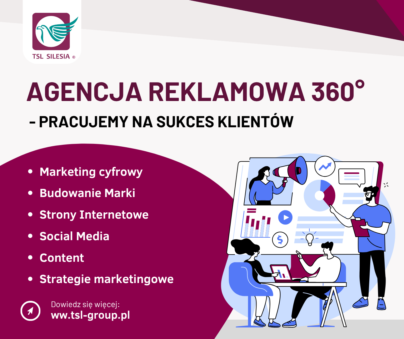 Read more about the article Agencja Reklamowa TSL Silesia Group – Kompleksowe Wsparcie 360° w Rozwoju Twojego Biznesu